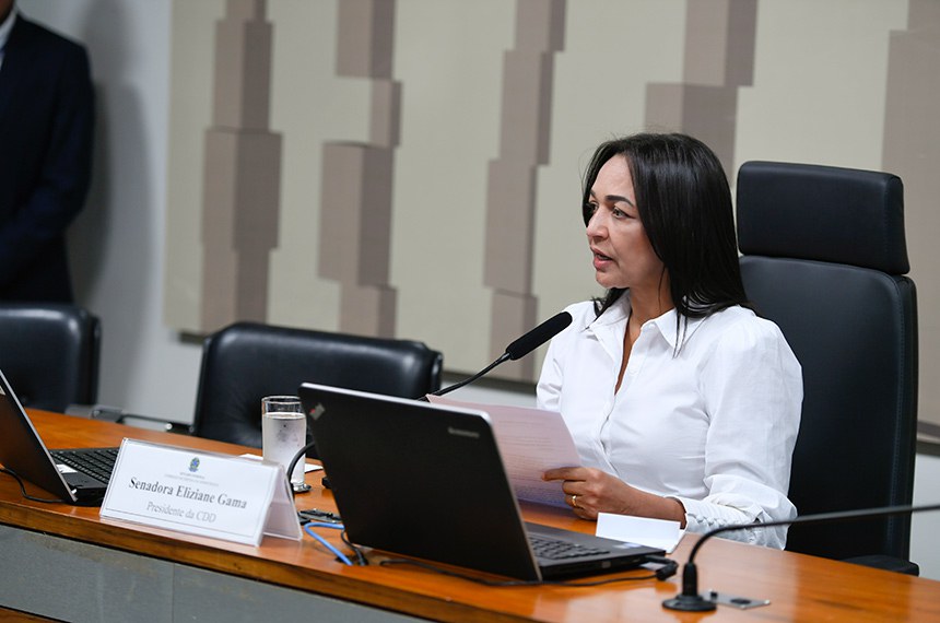 À mesa, presidente da CDD, senadora Eliziane Gama (PSD-MA).