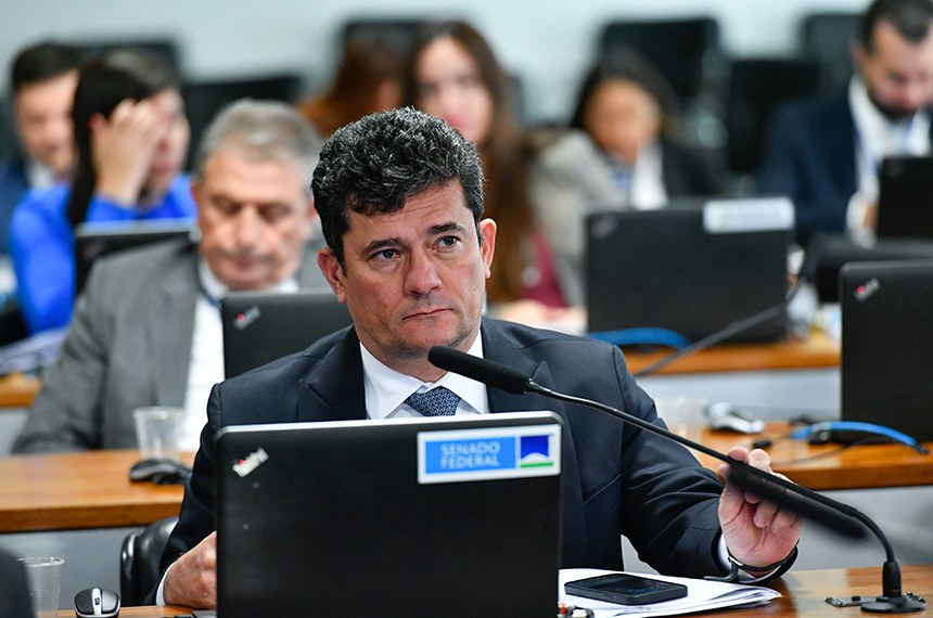 Em pronunciamento à bancada, senador Sergio Moro (União-PR).