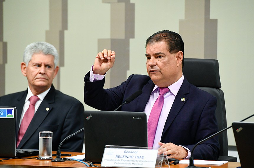 Mesa:
membro da CPCMS, deputado Afonso Motta (PDT-RS); presidente da CPCMS, senador Nelsinho Trad (PSD-MS) - em pronunciamento.