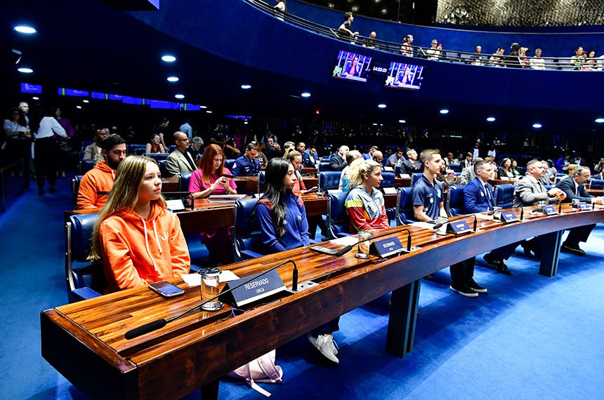Da bancada, parlamentares e convidados acompanham sessão. 