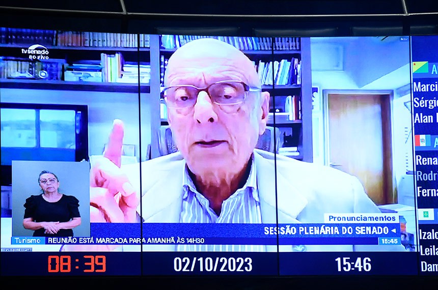 Em pronunciamento via videoconferência, senador Esperidião Amin (PP-SC).