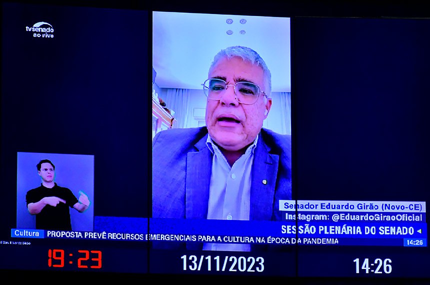 Em pronunciamento via videoconferência, senador Eduardo Girão (Novo-CE).