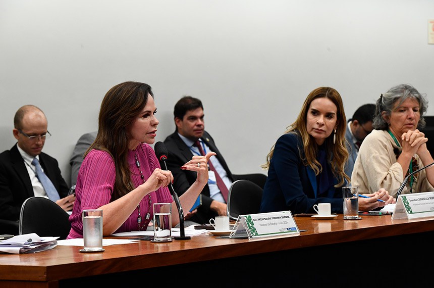 Mesa: 
relatora da Receita - LOA 2024, senadora Professora Dorinha Seabra (União-TO) em pronunciamento;
presidente da CMO, senadora Daniella Ribeiro (PSD-PB); 
secretária da comissão.
