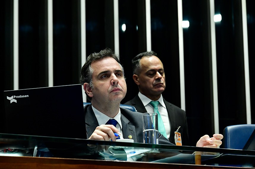 Presidente do Senado Federal, senador Rodrigo Pacheco (PSD-MG) conduz sessão.