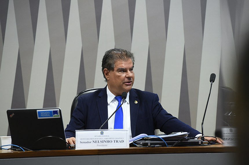 À mesa, presidente do GPOTCAM, senador Nelsinho Trad (PSD-MS).