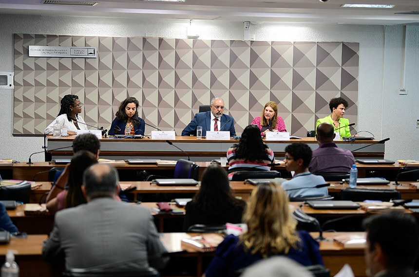 Mesa: 
coordenadorade Ações Afirmativas do Ministério da Igualdade Racial (MIR), Vanessa Machado;
diretora de Projetos Paradesportivos de Educação, Laser e Inclusão Social da Secretaria Nacional de Paradesporto, Nayara Falcão;
presidente da CDH, senador Paulo Paim (PT-RS);
diretora-geral do Senado Federal, Ilana Trombka;
coordenadora do Comitê Permanente pela Promoção da Igualdade Racial de Gênero e Raça do Senado Federal, Stella Maria Vaz Santos Valadares.