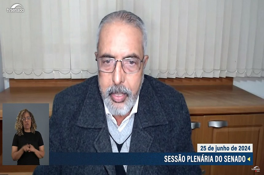 Senador Paulo Paim (PT-RS) em pronunciamento via videoconferência.