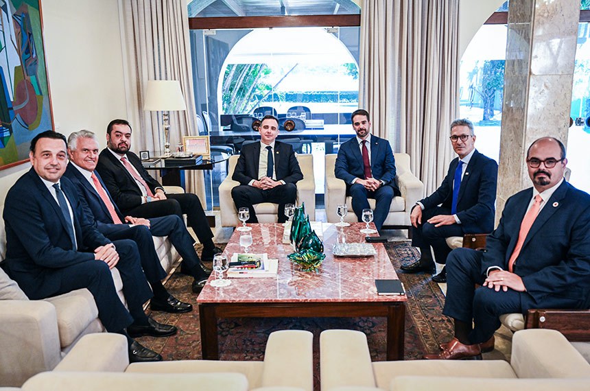 (E/D): 
vice-governador de São Paulo, Felicio Ramuth; 
governador de Goiás, Ronaldo Caiado; 
governador do Rio de Janeiro, Cláudio Castro; 
presidente do Senado Federal, senador Rodrigo Pacheco (PSD-MG); 
governador do Rio Grande do Sul, Eduardo Leite; 
governador de Minas Gerais, Romeu Zema; 
vice-governador de Minas Gerais, Professor Mateus Simões.