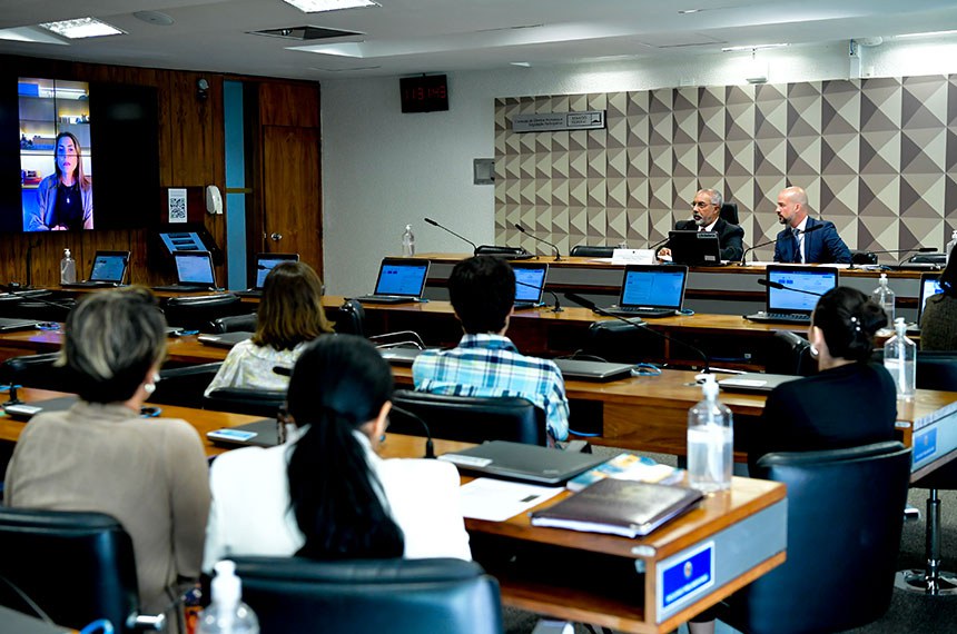 À mesa, presidente da CDH, senador Paulo Paim (PT-RS), conduz reunião.