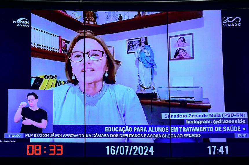 Em pronunciamento, via videoconferência,
senadora Zenaide Maia (PSD-RN).