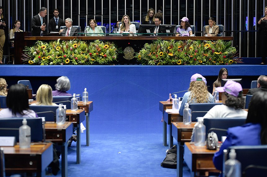 Mesa:
ministro de Estado do Desenvolvimento Agrário e Agricultura Familiar Paulo Teixeira;
ministra de Estado das Mulheres, Cida Gonçalves;
requerente e presidente desta sessão, senadora Augusta Brito;
secretário desta sessão;
representante do Movimento de Mulheres Camponesas, Mirele Diovana Milhomem da Silva;
deputada Federal Camila Jara (PT-MS).