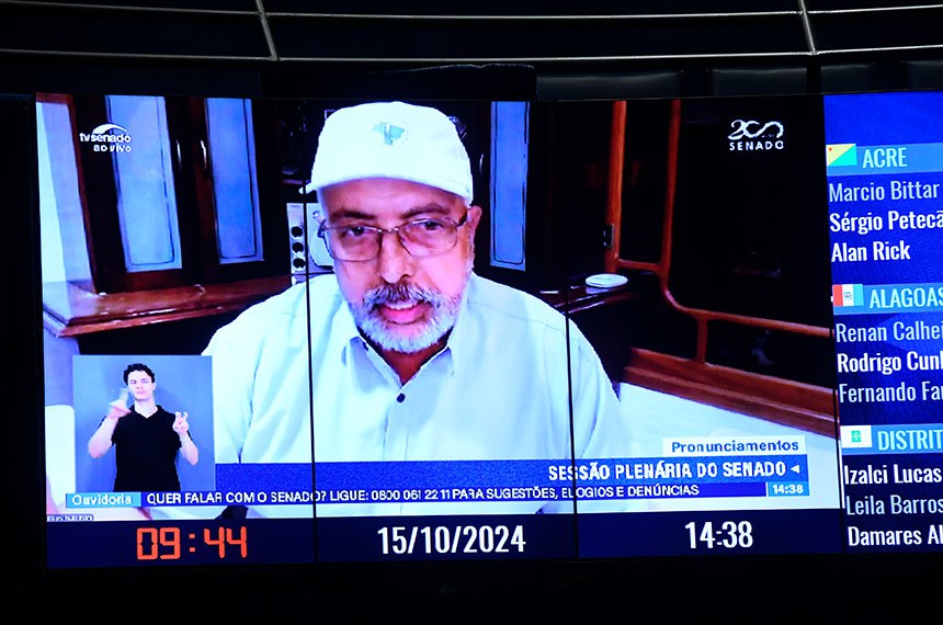Senador Paulo Paim (PT-RS) em pronunciamento via videoconferência. 