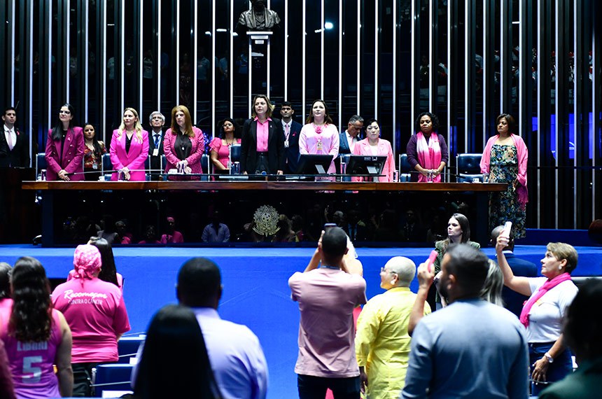 Mesa: 
médica especialista em oncologia Danielle Laperche;
secretaria de Vigilância em Saúde e Meio Ambiente do Ministério da Saúde, Ethel Maciel;
diretora-geral do Senado Federal, Ilana Trombka;
presidente e requerente desta sessão, senadora Leila Barros (PDT-DF);
secretária desta sessão;
médica especialista em oncologia Luci Ishii;
diretora substituta da Fundação Oswaldo Cruz, Denise Oliveira e Silva;
médica ginecologista especialista em oncologia Andréia Regina da Silva Araújo.
