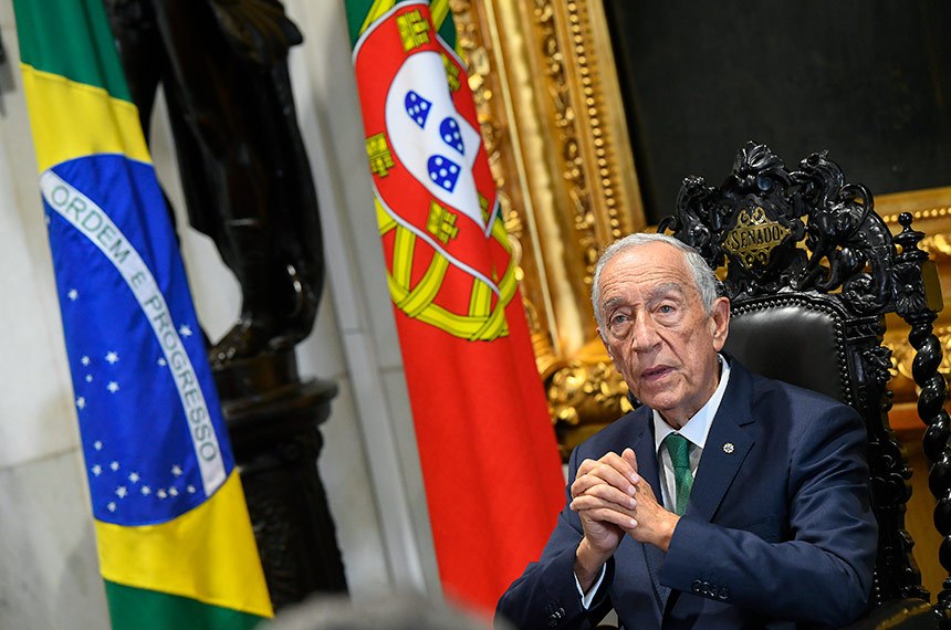 Marcelo Rebelo de Sousa está no Brasil para a 14ª Cimeira Brasil-Portugal, que acontece em Brasília - Foto: Marcos Oliveira/Agência Senado