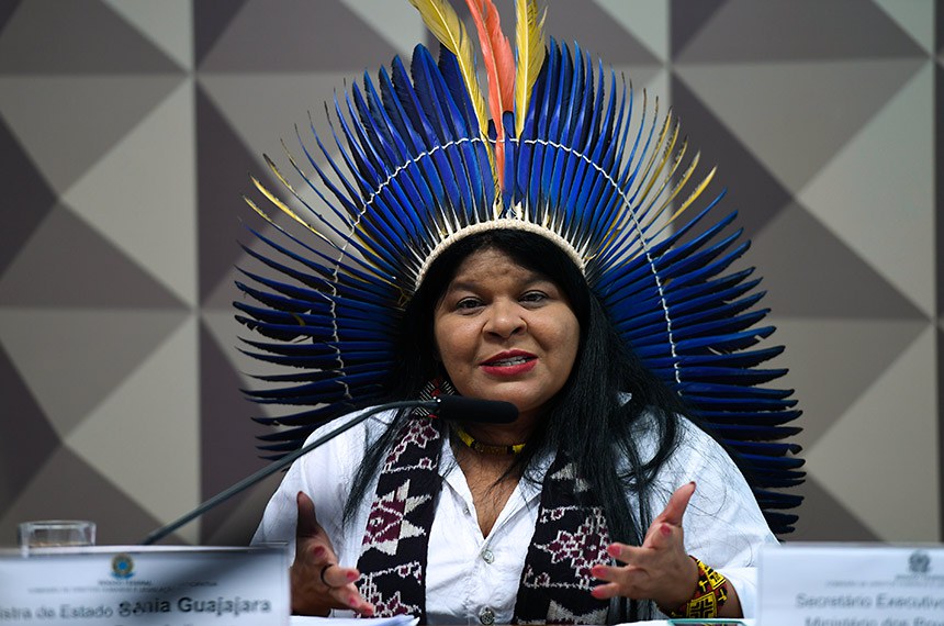 Mesa: 
ministra de Estado dos Povos Indígenas, Sônia Guajajara.