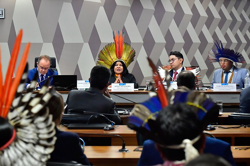 Mesa: 
presidente da CRA, senador Zequinha Marinho (Podemos-PA);
ministra de Estado dos Povos Indígenas, Sonia Guajajara;
secretário executivo do ministério dos Povos Indígenas, Floy Terena;
secretário de Direitos Ambientais e Territoriais Indiginas, Marcus Kaingang.