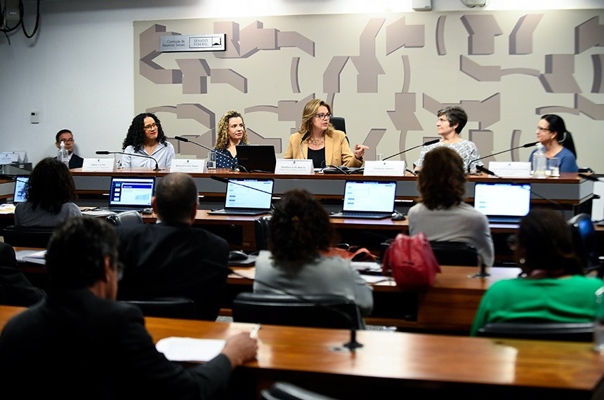 Mesa: 
assessora de Advocacy da ACT Promoção da Saúde, Juliana Ferreira;
vice-presidente da Associação Brasileira de Estudos em Álcool e Drogas (Abead), Helena Ferreira Moura;
presidente eventual da CAS, senadora Leila Barros (PDT-DF);
presidente da Associação Alcoolismo Feminino (AAF), Graziella Santoro;
diretora adjunta de Doenças Crônicas Não Transmissíveis da Vital Strategies, Luciana Monteiro Vasconcelos Sardinha.