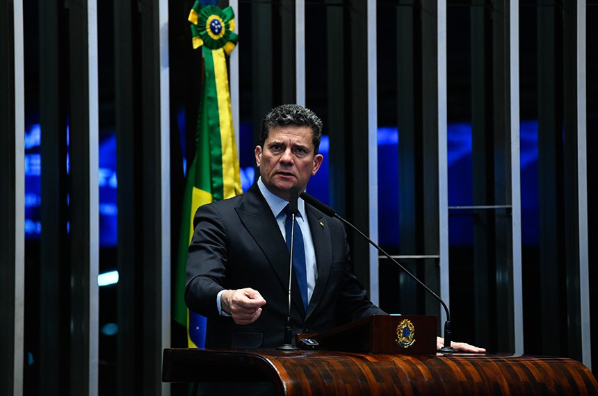 Senador Sergio Moro (União-PR) em discurso à tribuna.