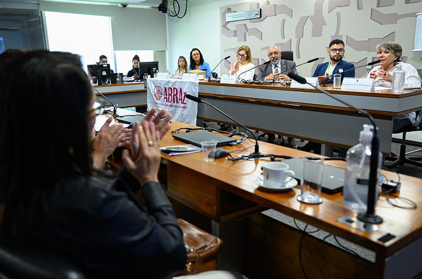Mesa: 
coordenadora de Atenção à Saúde da Pessoa Idosa da Secretaria de Atenção Primária à Saúde do Ministério da Saúde, Ligia Iasmine Pereira dos Santos Gualberto; 
presidente da ABRAz Nacional, médica geriatra e cuidadora familiar, Celene Queiroz Pinheiro de Oliveira; 
presidente eventual da CDH, senador Paulo Paim (PT-RS),conduz audiência;
coordenador de Políticas de Envelhecimento Ativo e Saudável e Desenho Universal da Secretaria Nacional dos Direitos da Pessoa Idosa do Ministério dos Direitos Humanos, Carlos Eduardo da Silva Santos; 
2ª vice-presidente da Comissão de Direitos Humanos, Minorias e Igualdade Racial da Câmara dos Deputados, deputada Erika Kokay (PT-DF), em pronunciamento.