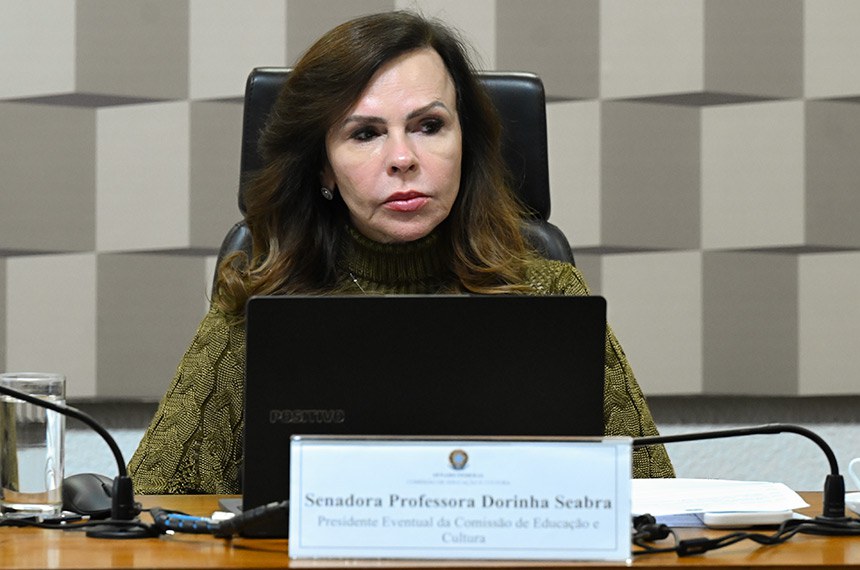 À mesa, presidente eventual da CE, senadora Professora Dorinha Seabra (União-TO).