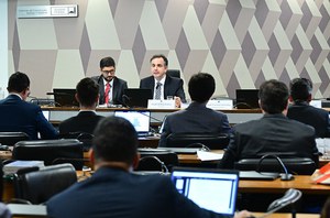 À mesa, presidente da CTCIVIL, senador Rodrigo Pacheco (PSD-MG), conduz audiência.