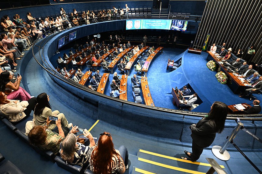 O Plenário do Senado durante a homenagem ao Dia Nacional do Delegado de Polícia - Foto: Edilson Rodrigues/Agência Senado