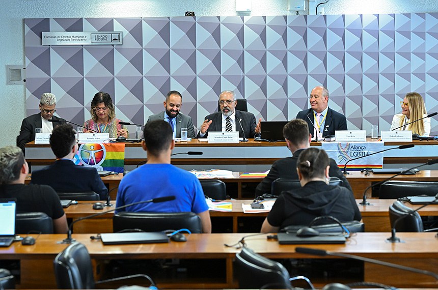 Mesa: 
presidente do Grupo Estruturação e Centro DH, Michel Platini Gomes Fernandes; 
presidente do Grupo Dignidade, diretora administrativa e coordenadora da Área de Diversidade&Inclusão da Aliança Nacional LGBTI+, Rafaelly Wiest; 
defensor público-geral federal, Leonardo Cardoso de Magalhães; 
presidente eventual da CDH, senador Paulo Paim (PT-RS); 
diretor-presidente da Aliança Nacional LGBTI+, Toni Reis; 
fundadora da Empresa de Consultoria B-Have, Érika Linhares.