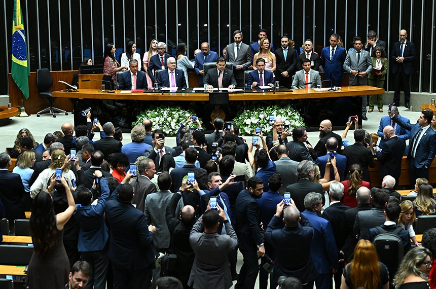 Além de Davi e Motta, participaram o presidente do STF, Edson Fachin, e o ministro-chefe da Casa Civil, Rui Costa - Foto: Jefferson Rudy/Agência Senado