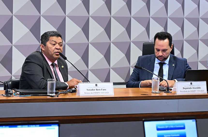 Mesa: 
relator da CMMPV 1.323/2025, senador Beto Faro (PT-PA) - em pronunciamento; 
presidente da CMMPV 1.323/2025, deputado Josenildo (PDT-AP).