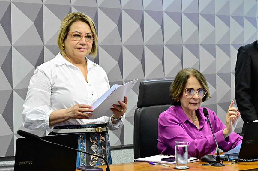 Mesa: 
senadora Jussara Lima (PSD-PI); 
presidente da CDH, senadora Damares Alves (Republicanos-DF), conduz reunião.