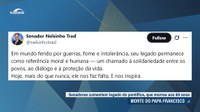 Senadores repercutem morte do papa Francisco e destacam legado