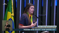 Jovem Senador 2025: aluna eleita presidente fala sobre juventude e meio ambiente