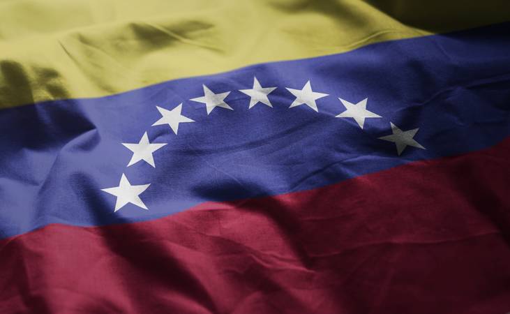 Venezuela Flag Rumpled Close Up