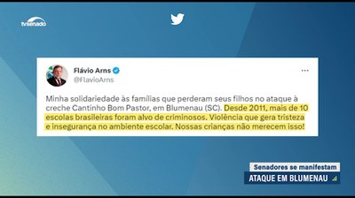 Políticos, autoridades e órgãos públicos lamentam ataque a creche