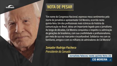 Presidente do Congresso Nacional lamenta morte de Cid Moreira