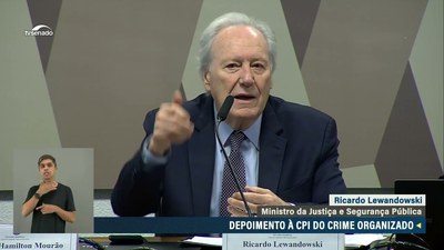 Crime organizado é fenômeno global, alerta ministro Ricardo Lewandowski na CPI