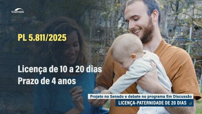Licença-paternidade de 20 dias é o tema do programa Em Discussão